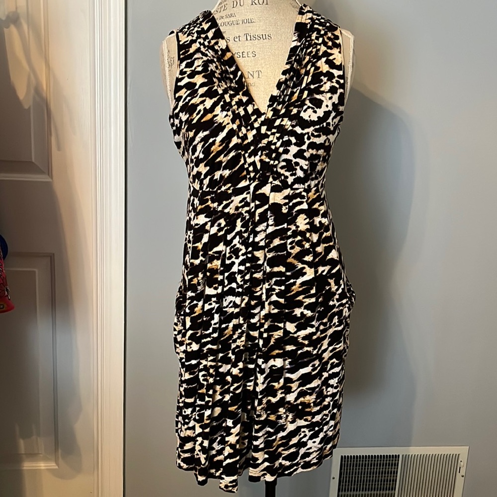 Calvin Klein Leopard Print VNeck Dress